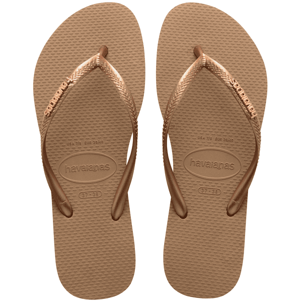 HAVAIANAS SLIM LOGO METALLIC ROSE GOLD - ESTIVALES FEMME - À ENFILER